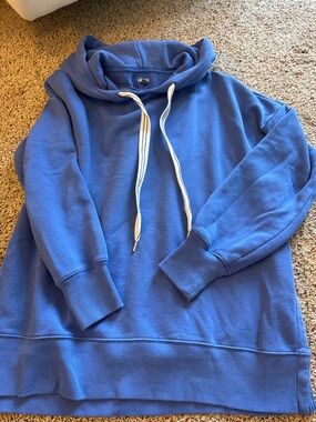 Blue Hooded Pullover Sweatshirt